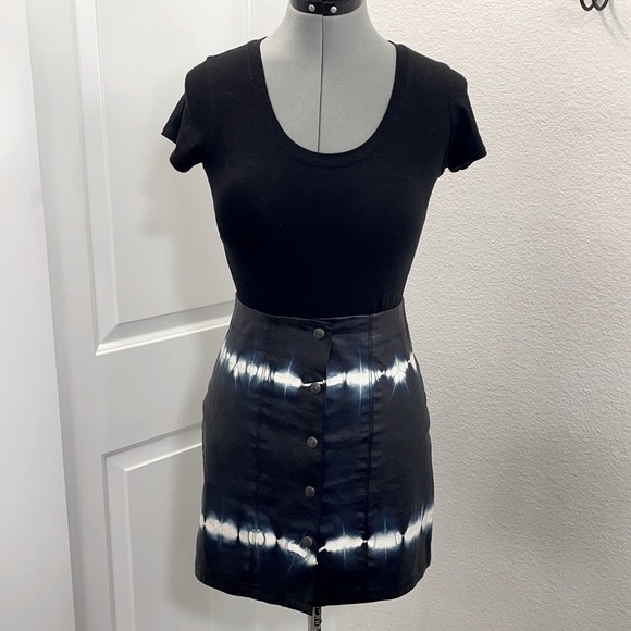 Zara Dresses & Skirts - Zara Tie Dye Faux Leather Button Up Mini Skirt